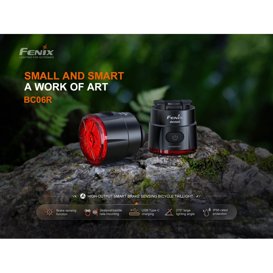 Fenix BC06R - LED Luz de bicicleta recarregável e regulável LED/USB IP66 90 Eu 24,5 h