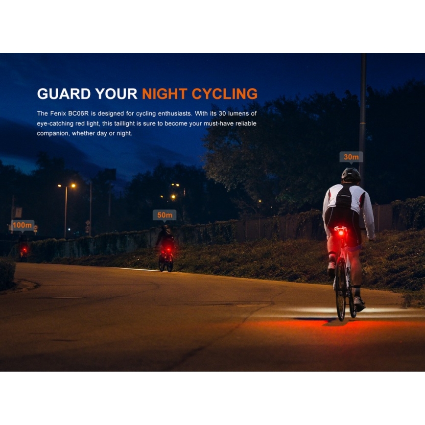 Fenix BC06R - LED Luz de bicicleta recarregável e regulável LED/USB IP66 90 Eu 24,5 h
