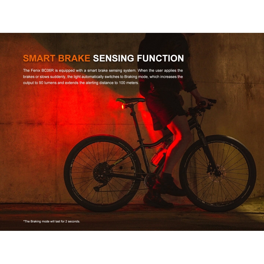 Fenix BC06R - LED Luz de bicicleta recarregável e regulável LED/USB IP66 90 Eu 24,5 h