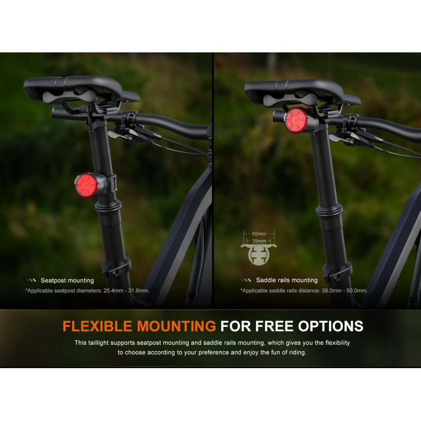 Fenix BC06R - LED Luz de bicicleta recarregável e regulável LED/USB IP66 90 Eu 24,5 h