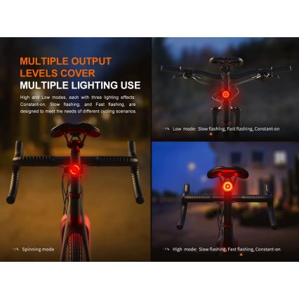 Fenix BC06R - LED Luz de bicicleta recarregável e regulável LED/USB IP66 90 Eu 24,5 h
