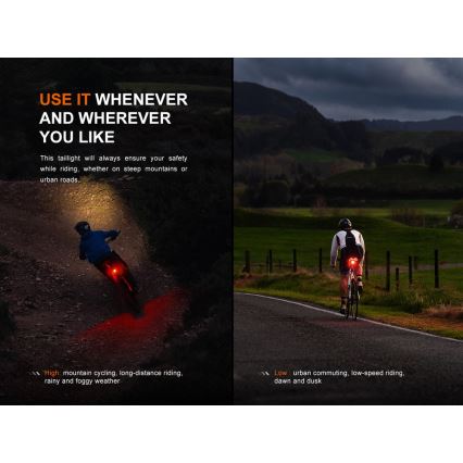 Fenix BC06R - LED Luz de bicicleta recarregável e regulável LED/USB IP66 90 Eu 24,5 h
