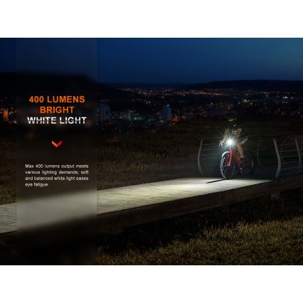 Fenix BC15R- Luz de bicicleta LED recarregável e regulável LED/USB IP66 400 lm 31,5 horas