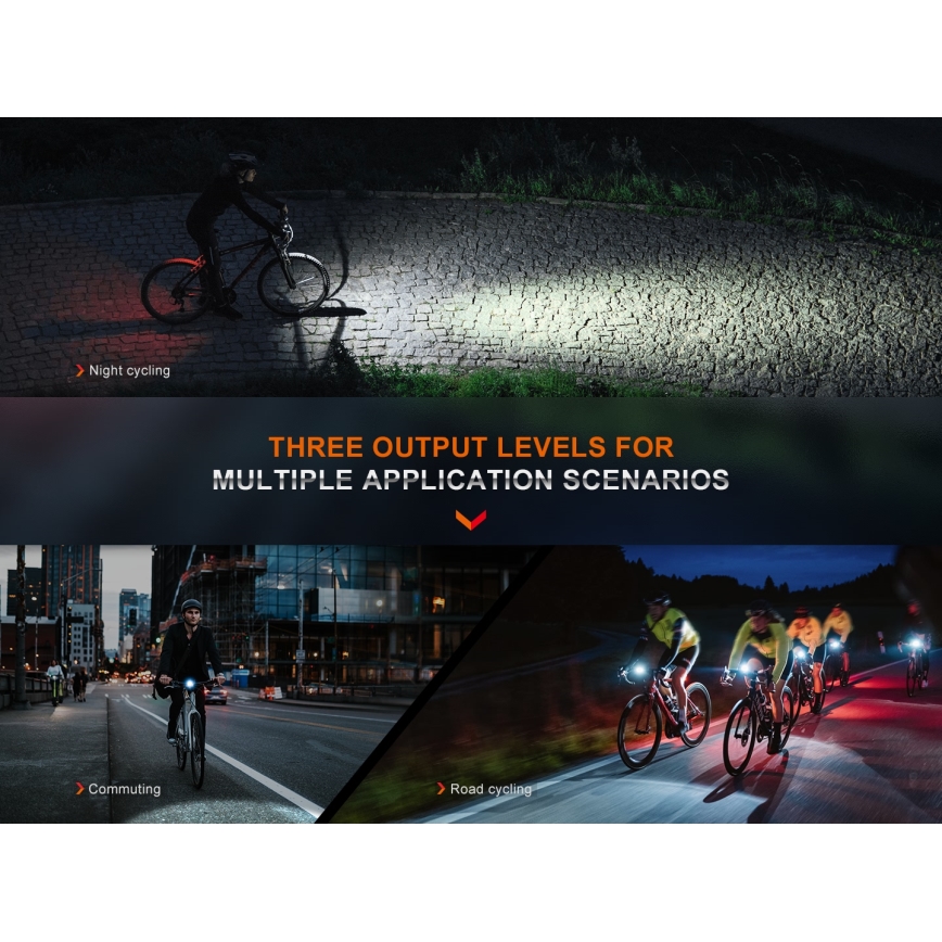 Fenix BC15R- Luz de bicicleta LED recarregável e regulável LED/USB IP66 400 lm 31,5 horas