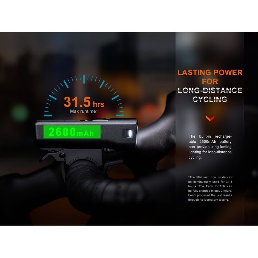 Fenix BC15R- Luz de bicicleta LED recarregável e regulável LED/USB IP66 400 lm 31,5 horas