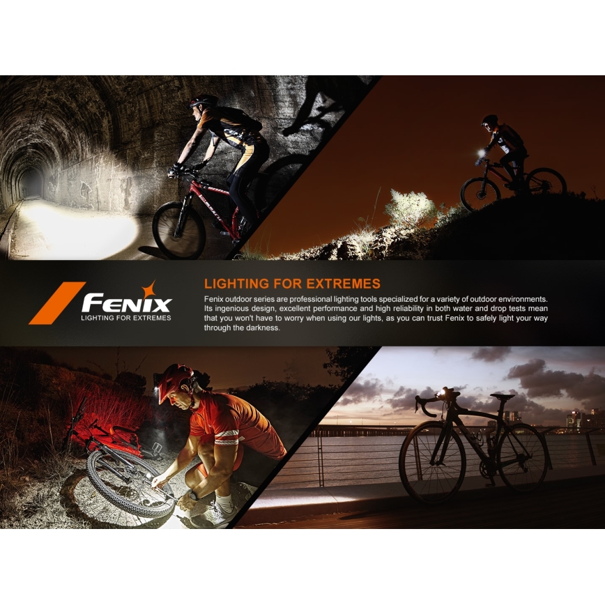 Fenix BC15R- Luz de bicicleta LED recarregável e regulável LED/USB IP66 400 lm 31,5 horas