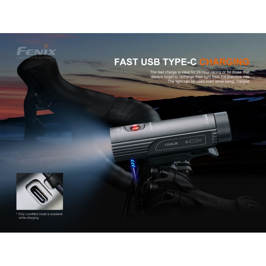 Fenix BC21RV30 - Iluminação de bicicleta recarregável LED/USB IP68 1200 lm 33 hrs