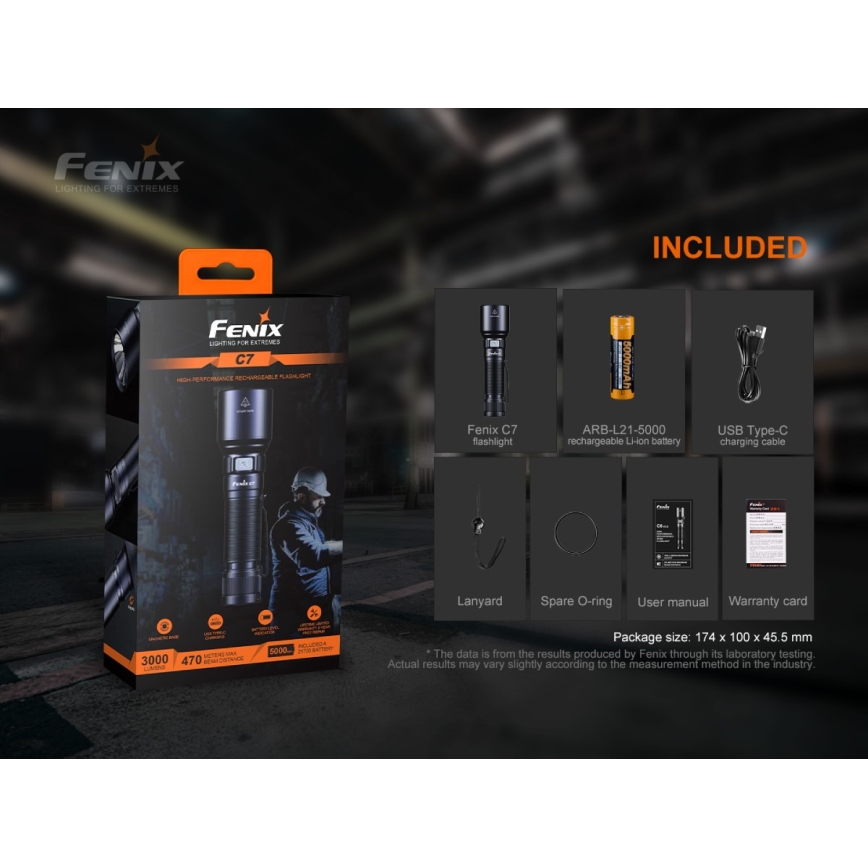 Fenix C7 - Lanterna recarregável com regulação LED 1xLED/1x21700 IP68 3000 lm 68 h