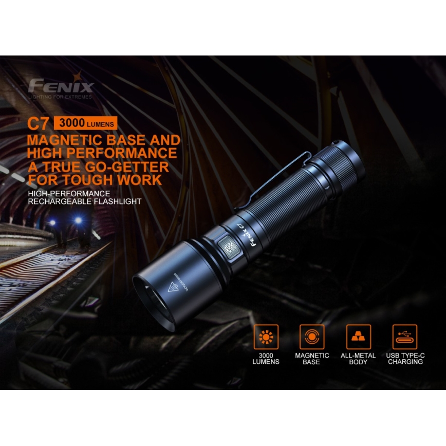Fenix C7 - Lanterna recarregável com regulação LED 1xLED/1x21700 IP68 3000 lm 68 h