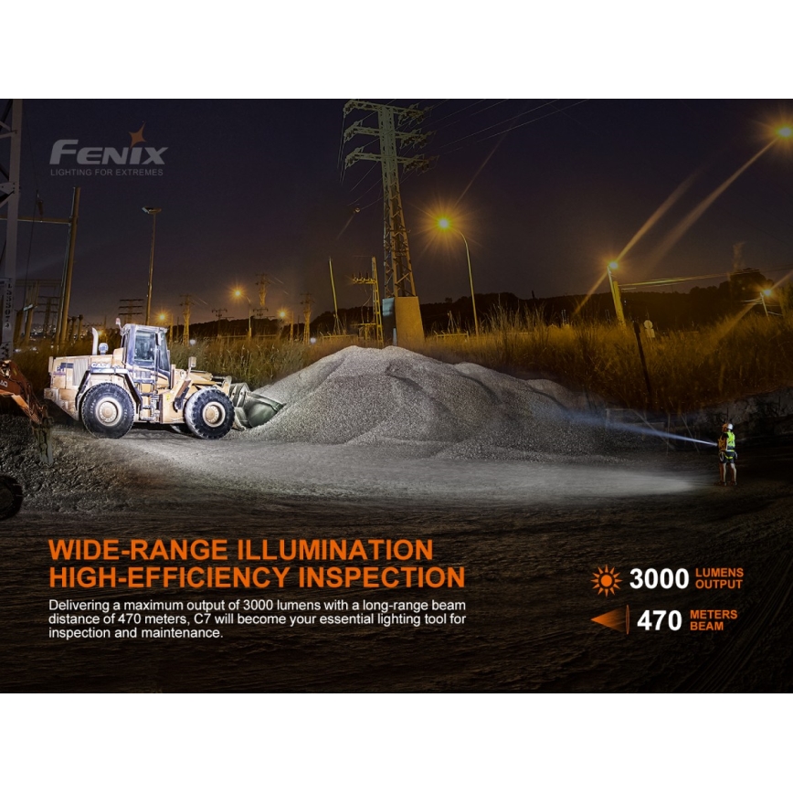 Fenix C7 - Lanterna recarregável com regulação LED 1xLED/1x21700 IP68 3000 lm 68 h