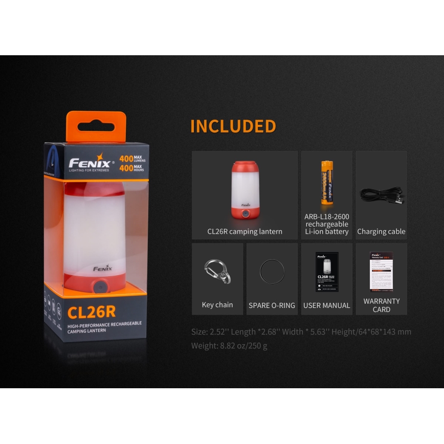 Fenix CL26RGREEN - LED Regulação portable rechargeable candeeiro LED/USB IP66 400 lm 400 h verde