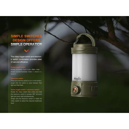 Fenix CL26RPROCAM - Candeeiro portátil LED com regulação LED/USB IP66 650 lm 408 h cinzento