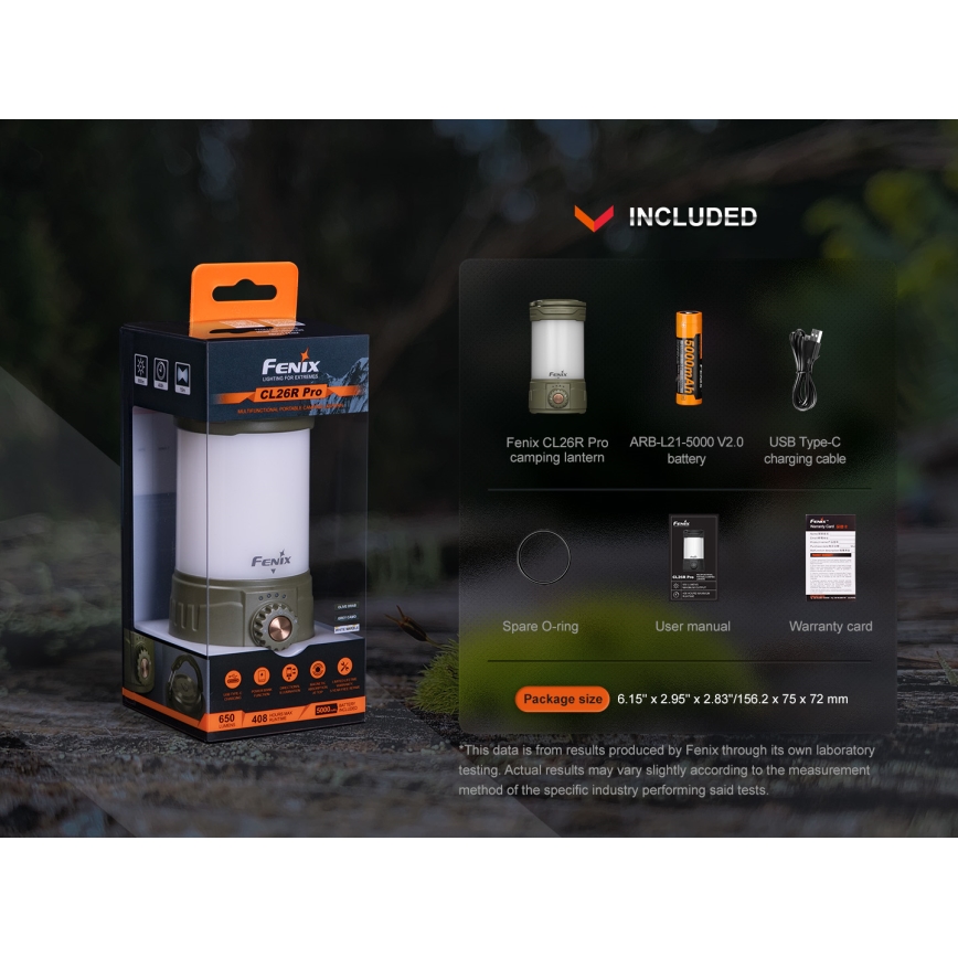 Fenix CL26RPROCAM - Candeeiro portátil LED com regulação LED/USB IP66 650 lm 408 h cinzento