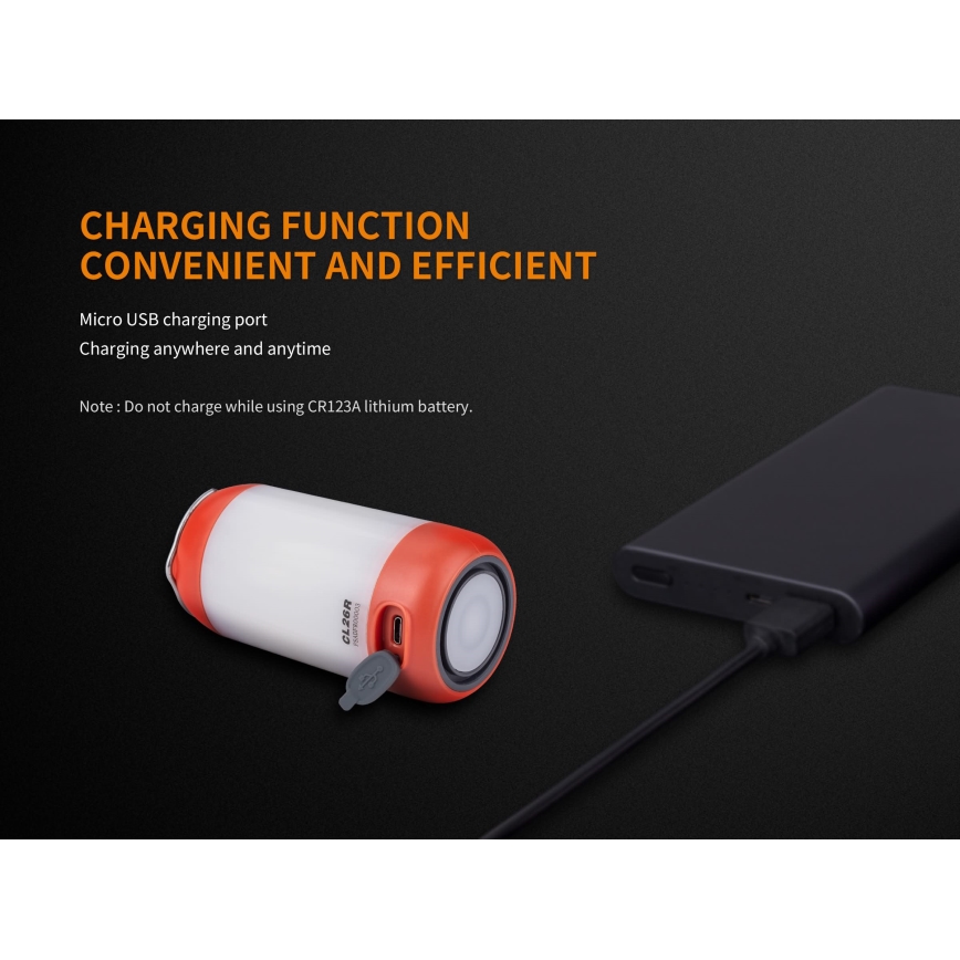 Fenix CL26RRED - LED Regulação portable rechargeable candeeiro LED/USB IP66 400 lm 400 h laranja