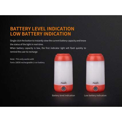 Fenix CL26RRED - LED Regulação portable rechargeable candeeiro LED/USB IP66 400 lm 400 h laranja