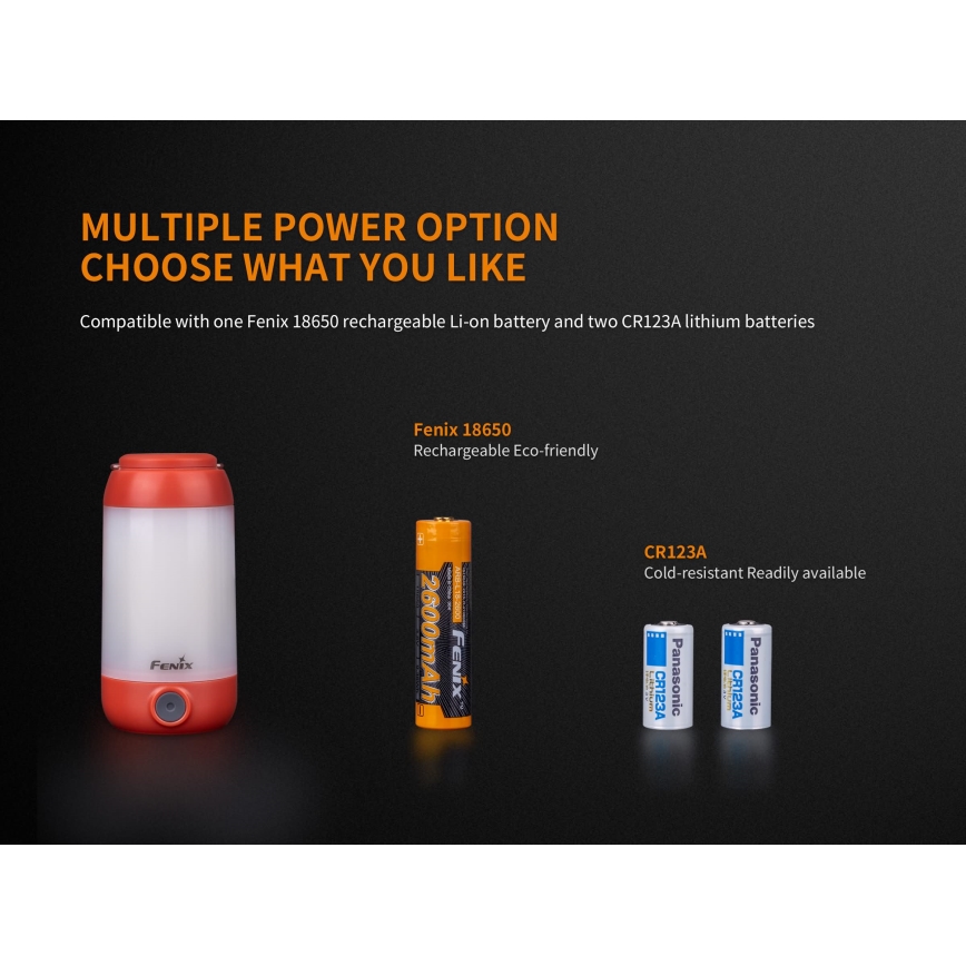 Fenix CL26RRED - LED Regulação portable rechargeable candeeiro LED/USB IP66 400 lm 400 h laranja