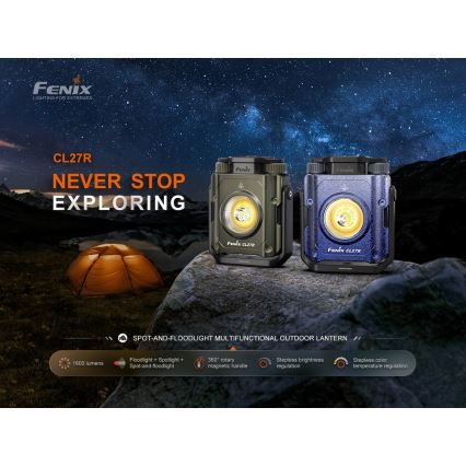 Fenix CL27RGRE - Iluminação LED regulável LED/USB IP66 1600 lm 285 h