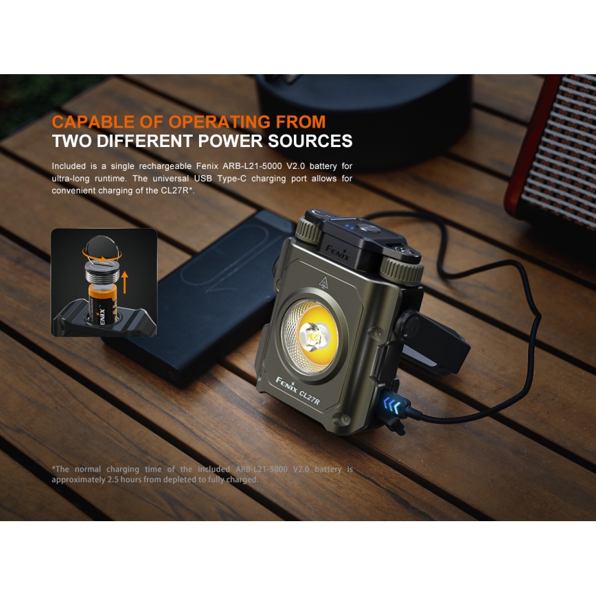 Fenix CL27RGRE - Iluminação LED regulável LED/USB IP66 1600 lm 285 h