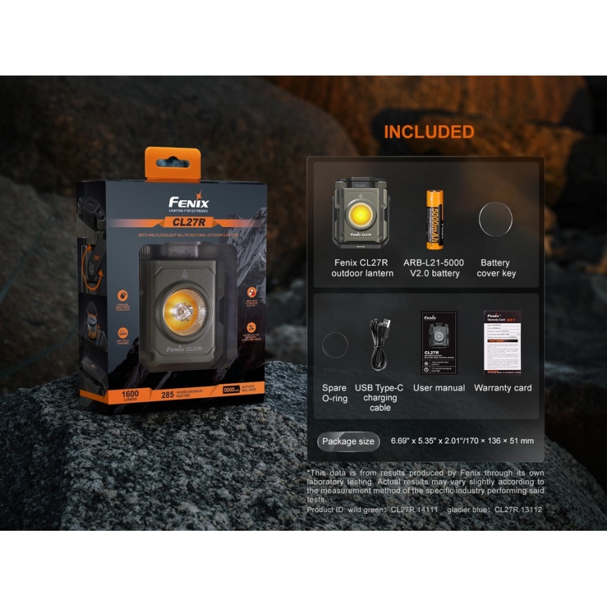 Fenix CL27RGRE - Iluminação LED regulável LED/USB IP66 1600 lm 285 h