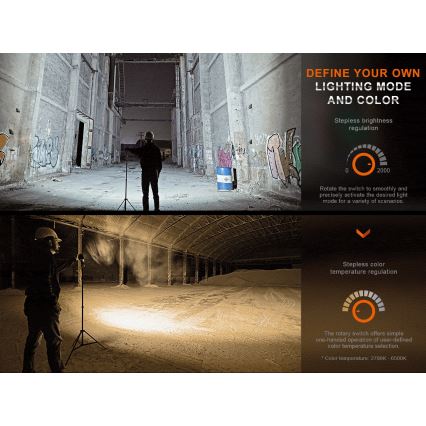 Fenix CL28R - Holofote LED regulável com power bank LED/USB IP66 2000 brilhante 360 h 10000 mAh com buzina para bicicleta