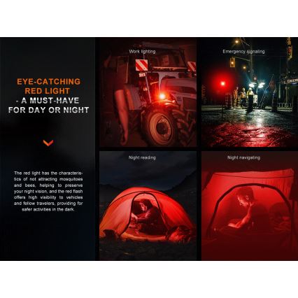 Fenix CL28R - Holofote LED regulável com power bank LED/USB IP66 2000 brilhante 360 h 10000 mAh com buzina para bicicleta