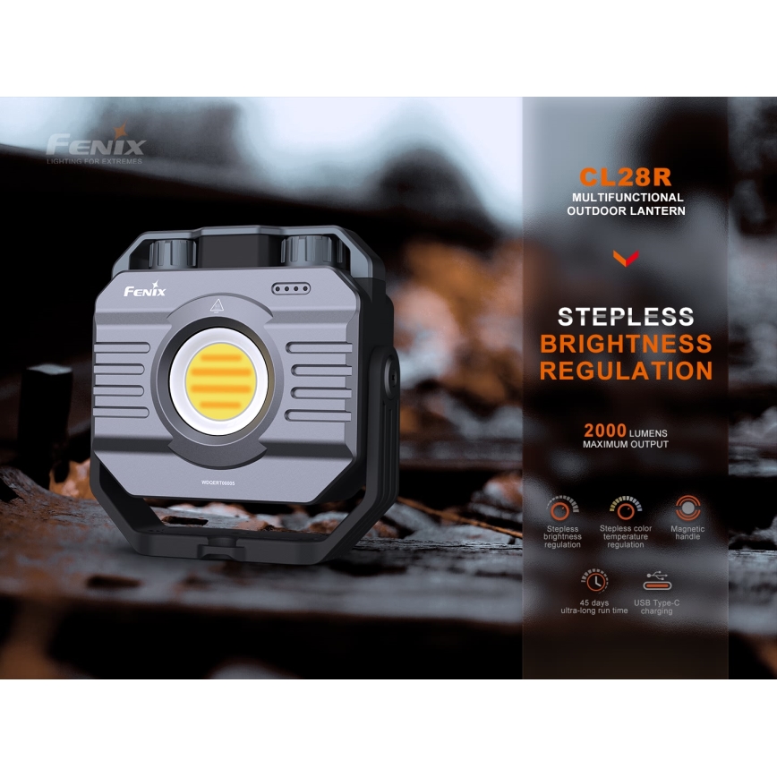 Fenix CL28R - Holofote recarregável com regulação e powerbank LED/USB IP66 2000 lm 360 h