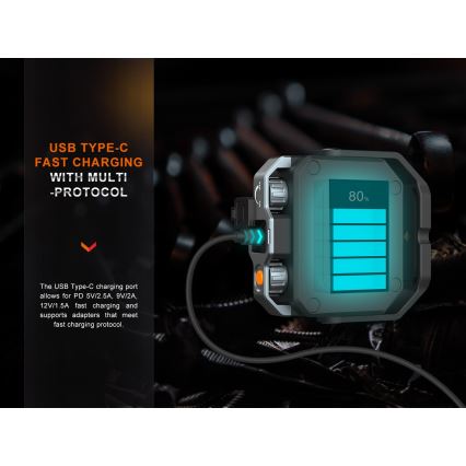 Fenix CL28R - Holofote recarregável com regulação e powerbank LED/USB IP66 2000 lm 360 h