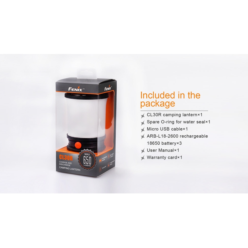 Fenix CL30R - Candeeiro portátil recarregável LED LED/USB IPX7 650 lm 300 h