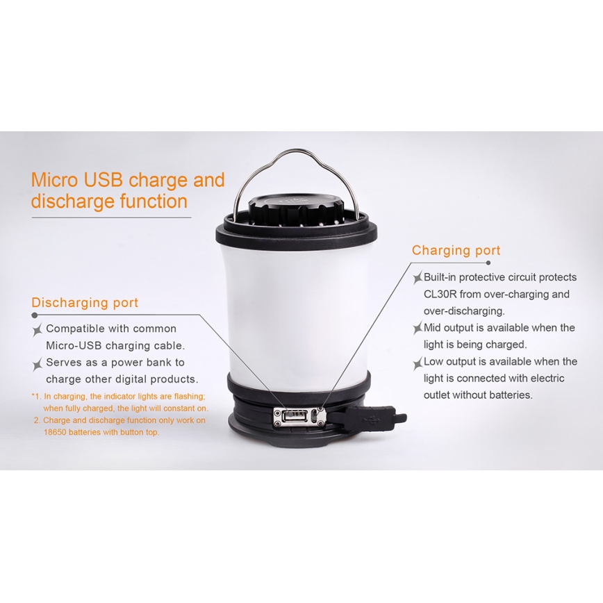 Fenix CL30R - Candeeiro portátil recarregável LED LED/USB IPX7 650 lm 300 h
