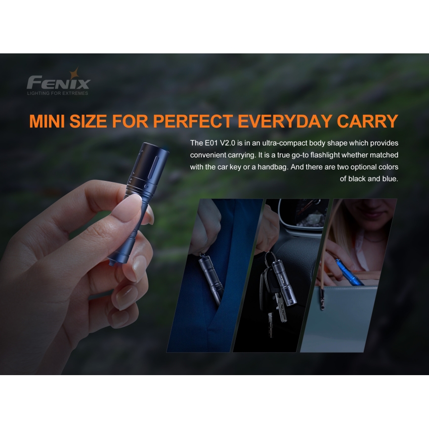 Fenix E01V20BLC - Lanterna LED LED/1xAAA IP68 100 lm 25 hrs