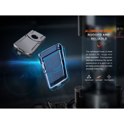 Fenix E03RV20BLU - Lanterna recarregável LED LED/USB IP66 500 lm 30 h