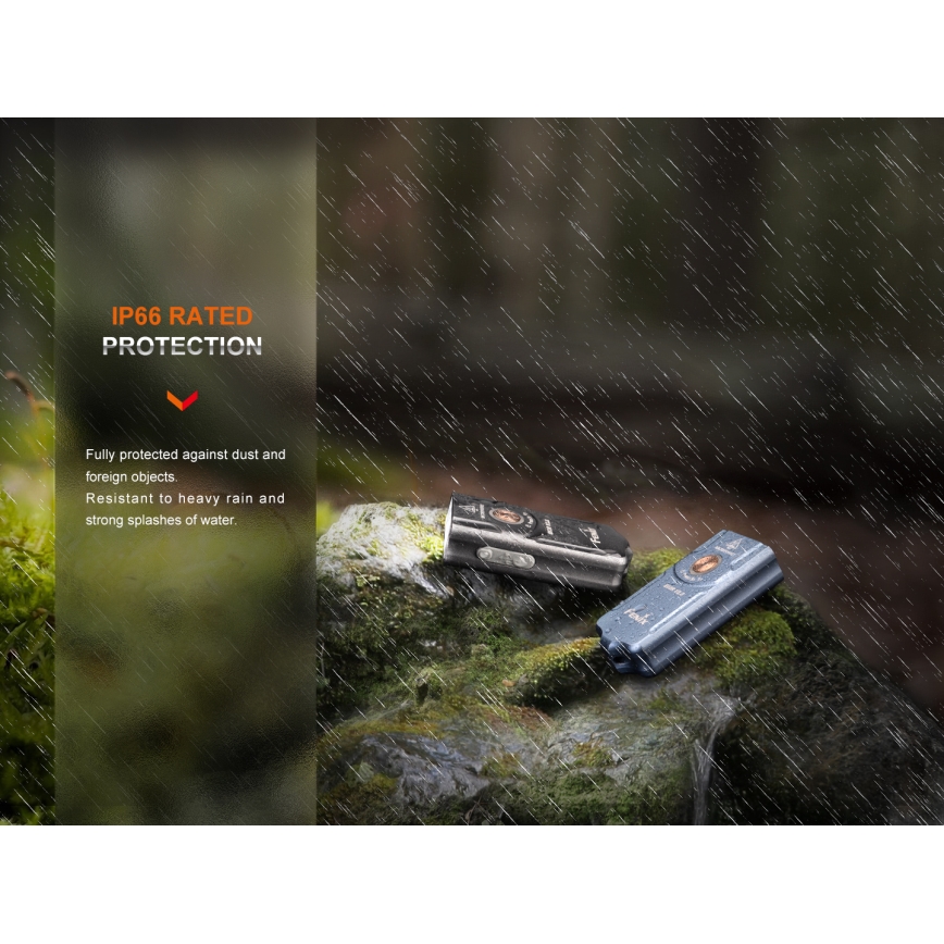 Fenix E03RV20GREY - Lanterna recarregável LED LED/USB IP66 500 brilhante 30 h 400 mAh