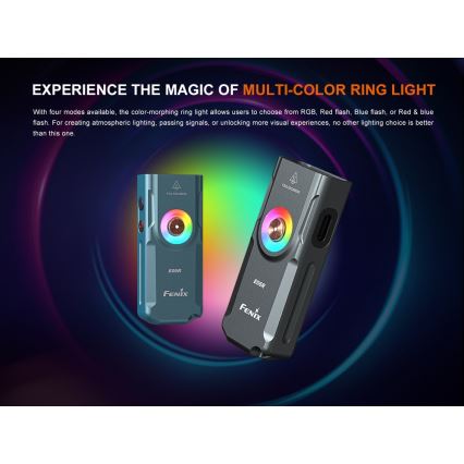 Fenix E06RTKS - Lanterna LED com regulação UV LED/USB IP66 700 lm 60 h 750 mAh turquesa