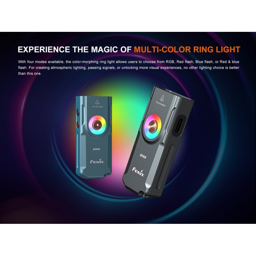 Fenix E06RTKS - Lanterna LED com regulação UV LED/USB IP66 700 lm 60 h 750 mAh turquesa