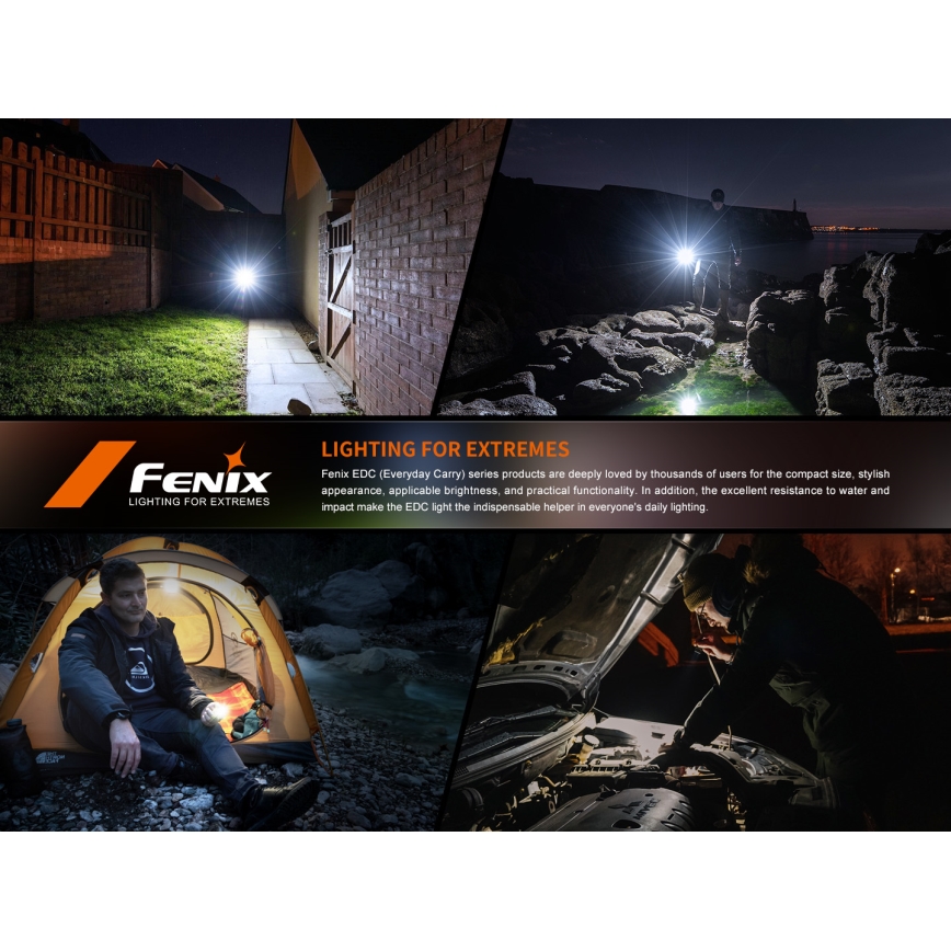 Fenix E06RTKS - Lanterna LED com regulação UV LED/USB IP66 700 lm 60 h 750 mAh turquesa