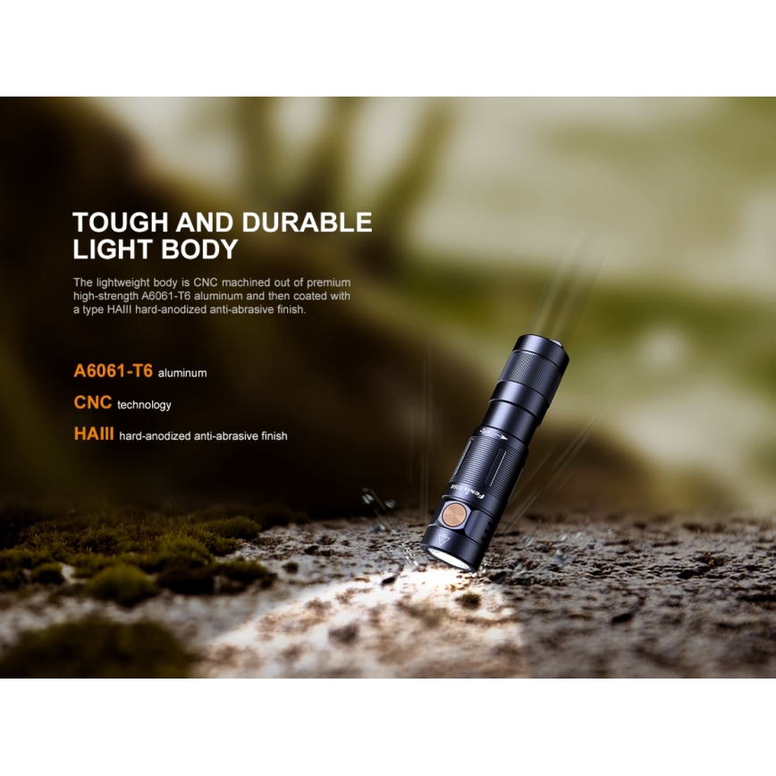 Fenix E09R - Lanterna recarregável LED LED/USB IP68 600 lm 70 hrs