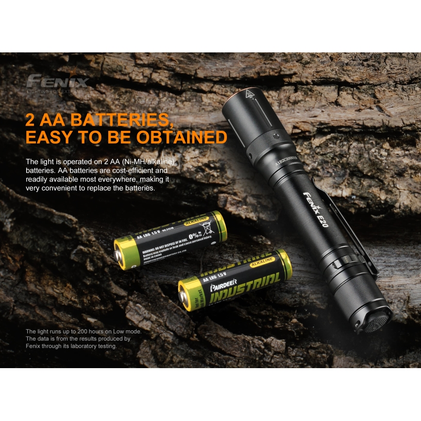 Fenix E20V20 - Lanterna LED LED/2xAA IP68 350 lm 200 hrs