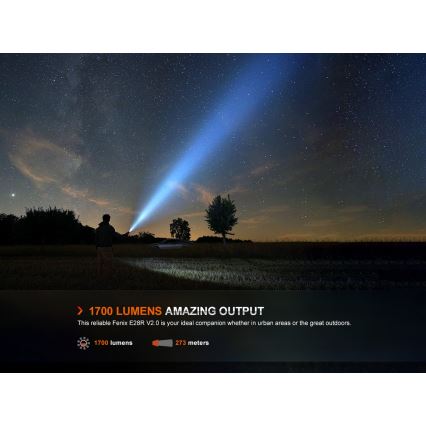 Fenix E28RV20 - LED Regulação rechargeable flashlight LED/USB IP68 1700 lm 260 h