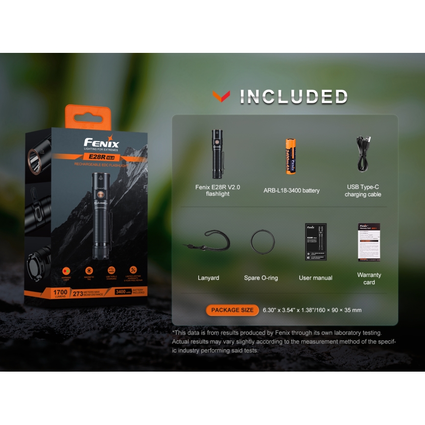 Fenix E28RV20 - LED Regulação rechargeable flashlight LED/USB IP68 1700 lm 260 h