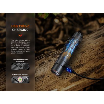 Fenix E35RSETAODS - LED Regulação rechargeable flashlight LED/USB IP68 3100 lm 69 h + diffuser 26,5mm