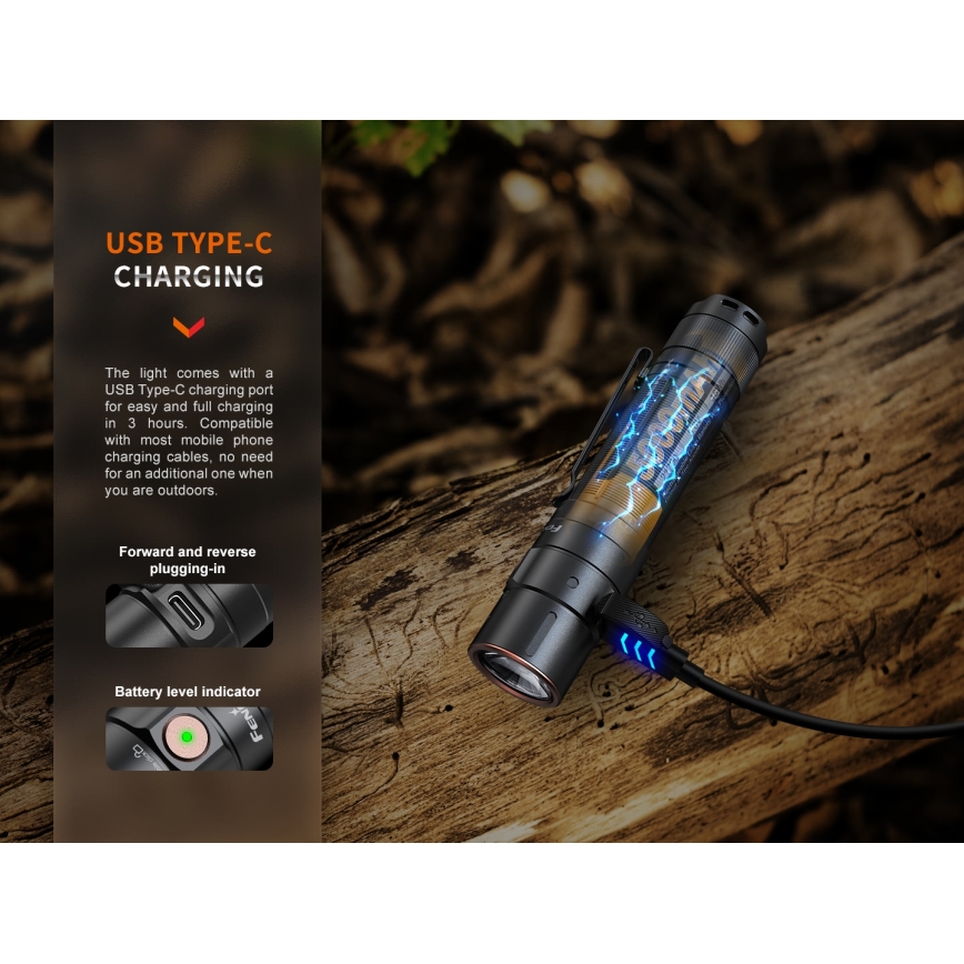Fenix E35RSETAODS - LED Regulação rechargeable flashlight LED/USB IP68 3100 lm 69 h + diffuser 26,5mm