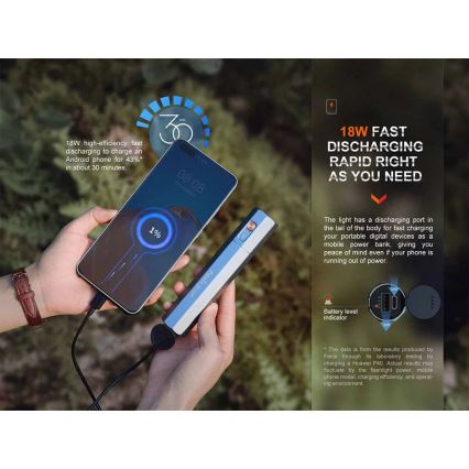 Fenix ECPBLUE - Lanterna recarregável LED com uma power bank USB IP68 1600 lm 504 h azul