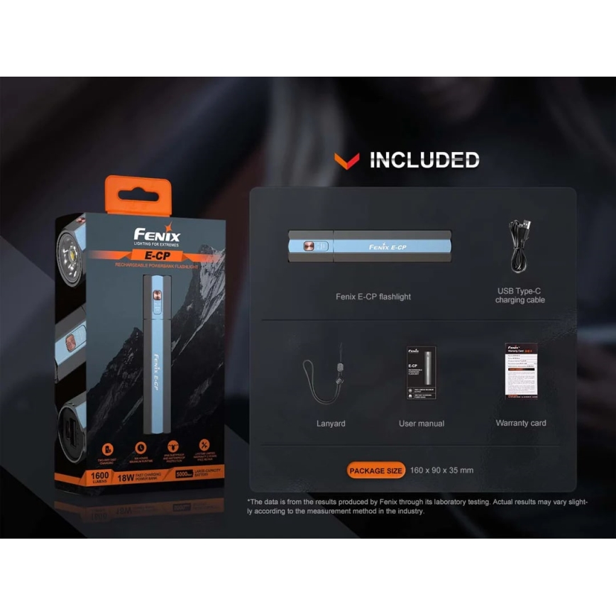 Fenix ECPBLUE - Lanterna recarregável LED com uma power bank USB IP68 1600 lm 504 h azul