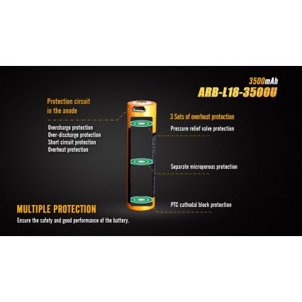 Fenix FE18650LI35USB - 1pc Bateria recarregável USB/3,6V 3500 mAh