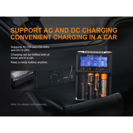 Fenix FENAREA4 - Carregador de pilhas 4xLi-ion/AAA/AA/C 5V