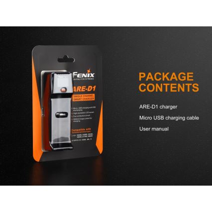 Fenix FENARED1 - Carregador de pilhas 1xLi-ion/AAA/AA/C 5V