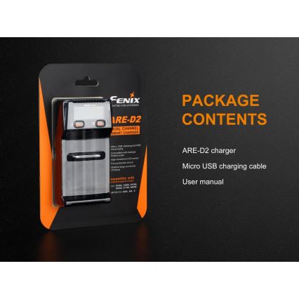 Fenix FENARED2 - Carregador de pilhas 2xLi-ion/AAA/AA/C 5V