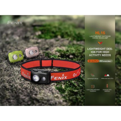 Fenix HL16V2PIN - LED Lanterna de cabeça LED/3xAAA IP66 450 lm 200 h rosa