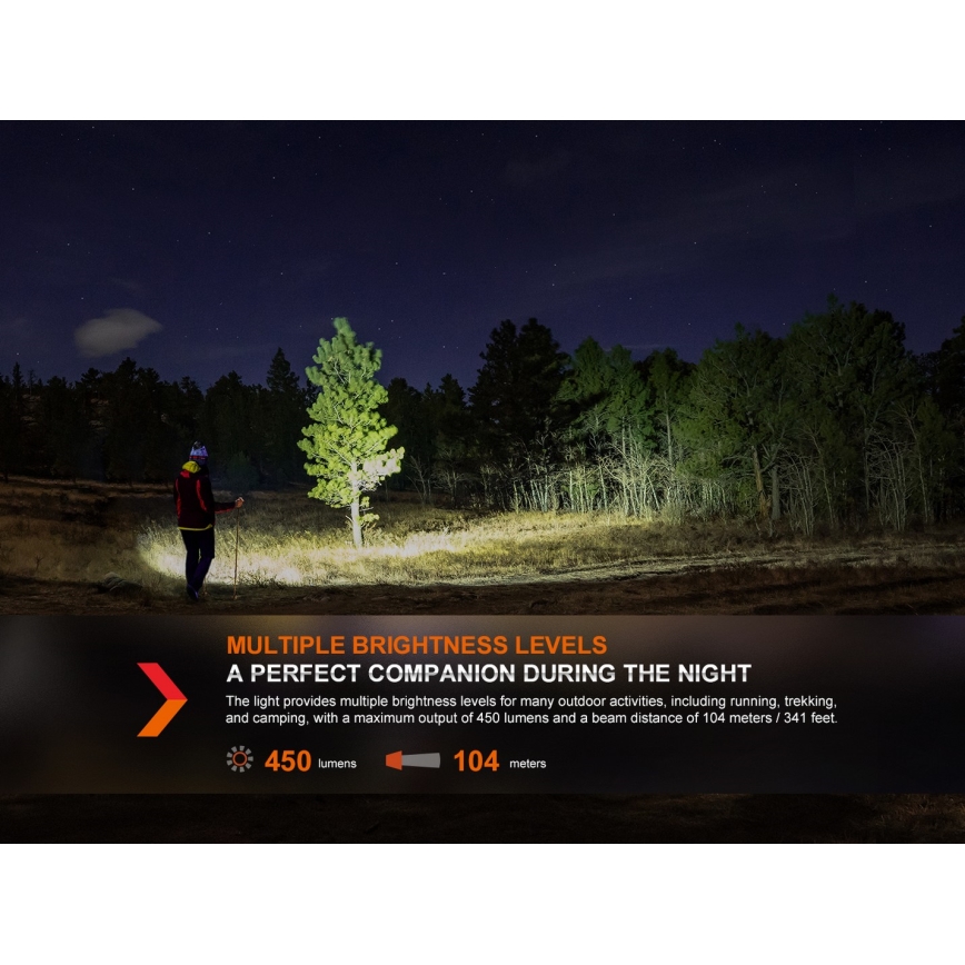 Fenix HL16V2PIN - LED Lanterna de cabeça LED/3xAAA IP66 450 lm 200 h rosa