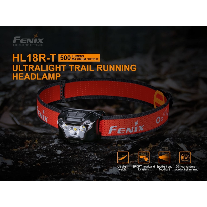 Fenix HL18RTRAIL - Lanterna de cabeça LED recarregável LED/3xAAA IP66 500 lm 300 hrs